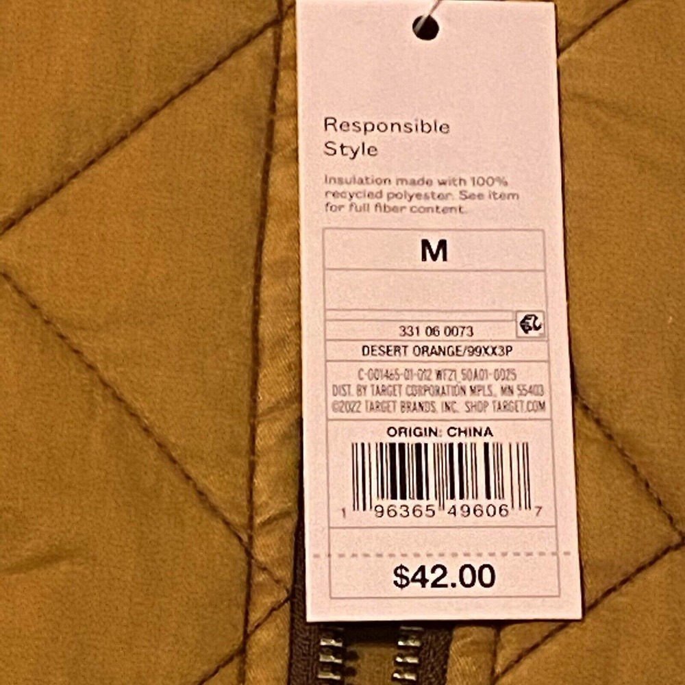 Wild Fable Women's Medium Oversized Woven Quilted Bomber Jacket Dessert Orange - Picture 2 of 13